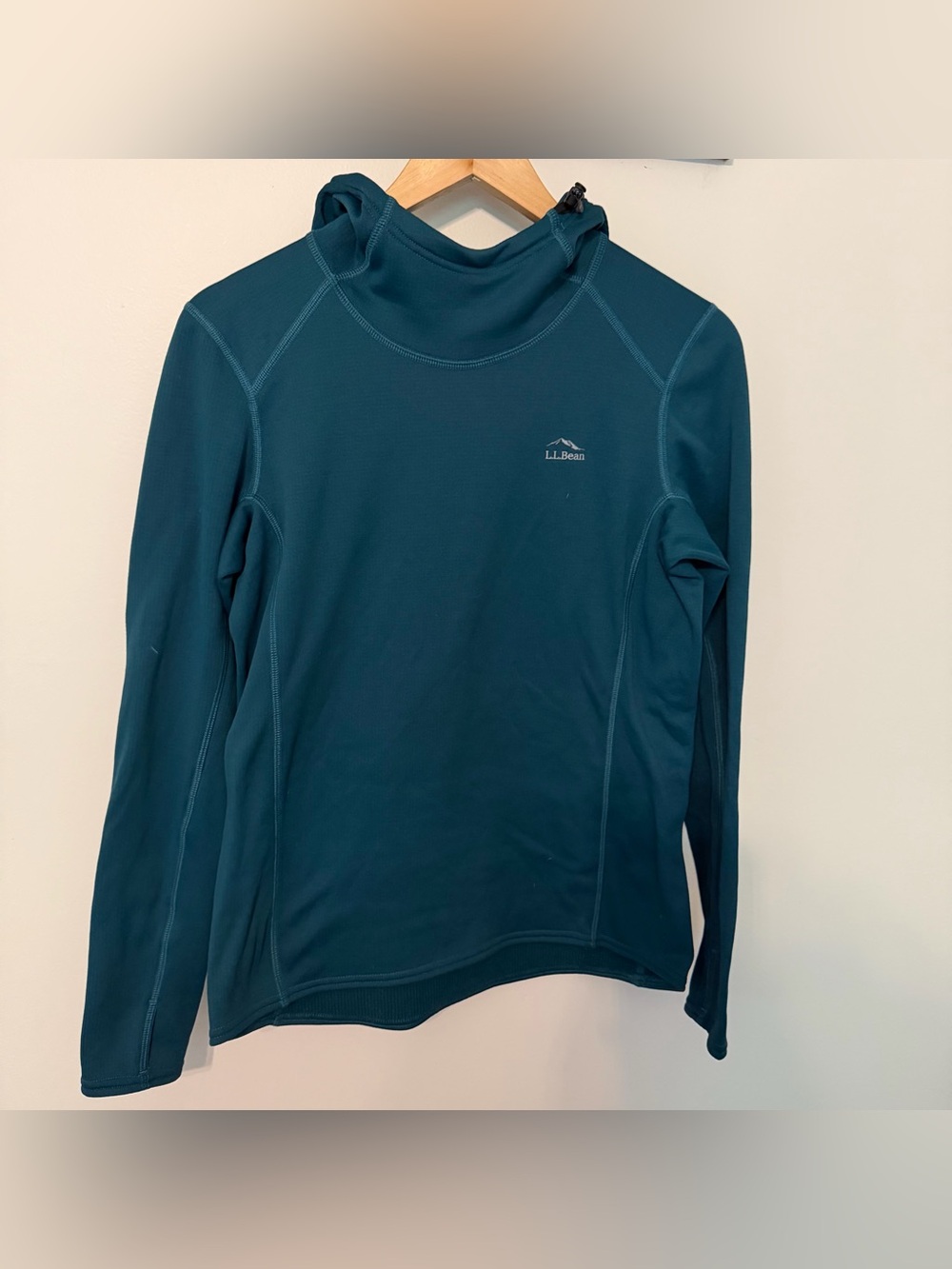L.L.Bean Performance Hooded Pullover Top Teal Blue Women’s Medium Regular Hiking